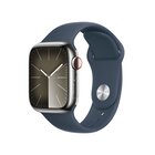 Apple Watch Series 9 GPS + Cellular Cassa 41mm in Acciaio inossidabile con Cinturino Sport Blu Tempesta - S/M