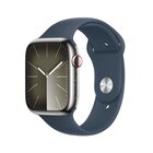 Apple Watch Series 9 GPS + Cellular Cassa 45mm in Acciaio inossidabile con Cinturino Sport Blu Tempesta - M/L