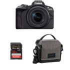 Canon EOS R50 + RF-S 18-150mm f/3.5-6.3 IS STM + SD Extreme Pro 32GB HC V30, U3, UHS I, C10 - 100MB/s lettura, 90MB/s scrittura + Skyline V2 Corredo 7 Nero