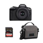 Canon EOS R50 + RF-S 18-45mm f/4.5-6.3 IS STM + SD Extreme Pro 32GB HC V30, U3, UHS I, C10 - 100MB/s lettura, 90MB/s scrittura + Skyline V2 Corredo 7 Nero