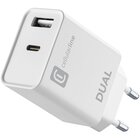Cellular Line Dual Charger - iPhone 8 Caricabatterie da rete con 2 porte USB e USB-C Bianco