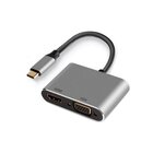 EWENT EW9700 cavo e adattatore video 0,15 m USB tipo-C HDMI + VGA (D-Sub) Nero, Argento