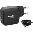Hamlet Alimentatore da parete GaN compatto 1x USB-C Power Delivery 65W - cavo 2m