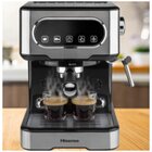 HISENSE Macchina da caffè espresso manuale, macinato e compatibile con cialde ESE 44 mm, Pressione 15 bar, Schermo Touch, 1100W, Silver