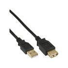 InLine Cavo USB 2.0 A maschio / A femmina, prolunga, dorato, nero, 1m