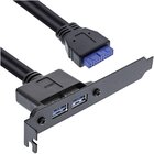 InLine Staffa PCI, 2 porta USB 3.0 esterne, 1x IDC 19 pin femmina interna, 0,5m