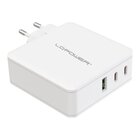 LC-Power LC-GAN-100 Caricabatterie per dispositivi mobili Universale Bianco AC Ricarica rapida Interno