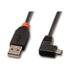 LINDY 1m, USB 2.0 A/Micro USB B, 90°, M/M cavo USB USB A Micro-USB B Nero
