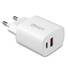 LINDY 73413 Caricabatterie per dispositivi mobili Universale Bianco AC Ricarica rapida Interno