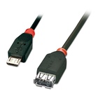 LINDY USB Micro-B USB A, 0.5m MF Nero, Rosso