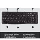 Logitech K120 Tastiera con Cavo per Windows, USB Plug-and-Play, Dimensioni Standard, Resistente agli Schizzi, Barra Spaziatrice Curva, Compatibile con PC, Laptop
