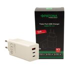 Patona Premium GAN PD100W ADAPTER WHITE 2XUSB-C 1XUSB-A PD3.0 QC3.0