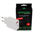 Patona Premium PD18W Caricabatterie USB-C + USB-A Bianco