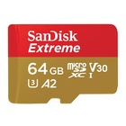 SanDisk Micro SD Extreme per Action Camera e Droni 64GB XC + adattatore SD (A2, V30, U3, UHS I, C10 - 160MB/s lettura, 60MB/s scrittura)