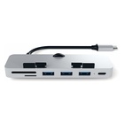 Satechi PRO Hub in Alluminio con aggancio, Porta Dati USB-C, 3 USB 3.0, Lettore Schede Micro/SD Compatibile con iMac e iMac PRO 2017 (Argento)