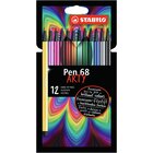 STABILO Pennarello Premium - Pen 68 - ARTYLine - Astuccio da 12 con appendino - 12 colori assortiti