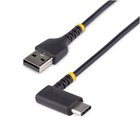 STARTECH Cavo da USB-A a USB-C a 90° da 1m - Cavetto di Ricarica Veloce USB Tipo C per uso intensivo - Cavo Dati da USB 2.0 Type-A a Type-C in Resistente Fibra Aramidica - 3A - Nero