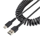 STARTECH Cavo USB C Ricarica Veloce da 1m; Cavetto USB C 2.0 Spiralato di Alimentazione e Sincronizzazione; Cavo Adattatore USB A a USB C in resistente Fibra Aramidica, Maschio-Maschio, TPE - Nero