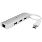 STARTECH Hub USB 3.0 a 3 porte con Adattatore NIC Ethernet Gigabit Gbe