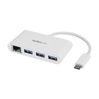 STARTECH Hub USB 3.0 a 3 porte con Gigabit Ethernet - USB-C a 3x USB-A - Bianco