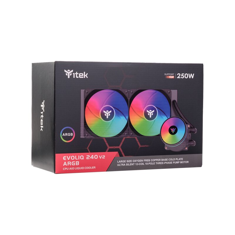 Kit Refrigeración Líquida Itek EVOLIQ 360 ARGB – Ventilador 360 Mm, Control PWM, Iluminación ARGB Personalizable