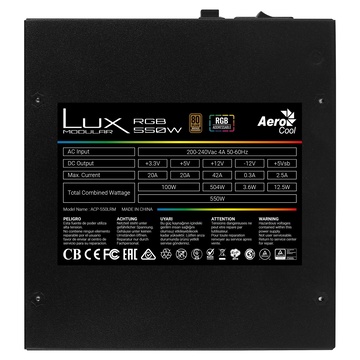 Aerocool LUX RGB 550M 550 W 20+4 pin ATX Nero