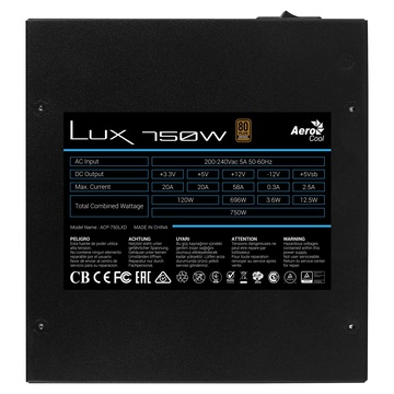 Aerocool LUX750 750 W 20+4 pin ATX Nero