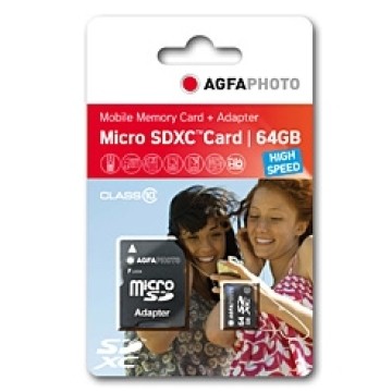 AgfaPhoto 64GB MicroSDXC Class 10 + Adattatore