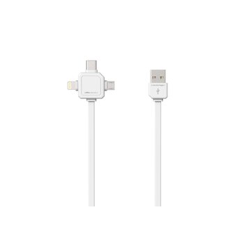 Cavo 1.5m usb a usb c/micro-usb b/lightning bianco