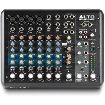 Truemix 800fx, mixer audio con 4 ingressi xlr microfonici, interfaccia usb audio e bluetooth per podcast, live, registrazione, dj, pc e mac