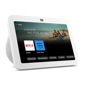 Echo show 8 (3ª gen., modello 2023), schermo touch intelligente hd con audio spaziale, hub per casa intelligente e alexa, bianco ghiaccio