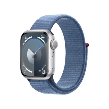 Watch series 9 gps cassa 41mm in alluminio argento con cinturino sport loop blu inverno