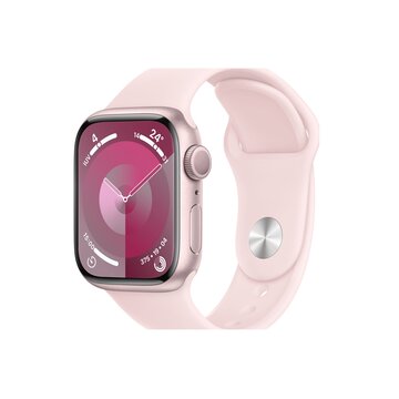 Watch series 9 gps cassa 41mm in alluminio rosa con cinturino sport rosa confetto - m/l