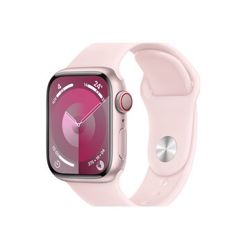 Watch series 9 gps + cellular cassa 41mm in alluminio rosa con cinturino sport rosa confetto - m/l