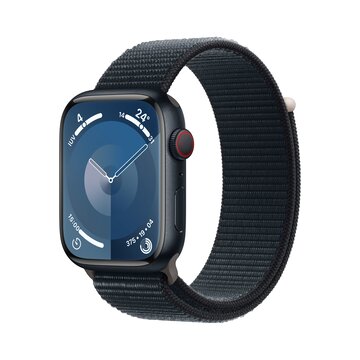 Watch series 9 gps + cellular cassa 45mm in alluminio mezzanotte con cinturino sport loop mezzanotte