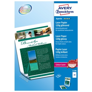 AVERY Zweckform Premium Colour Laser Photo Paper 120 g/m² carta inkjet A4 (210x297 mm) Lucida Bianco