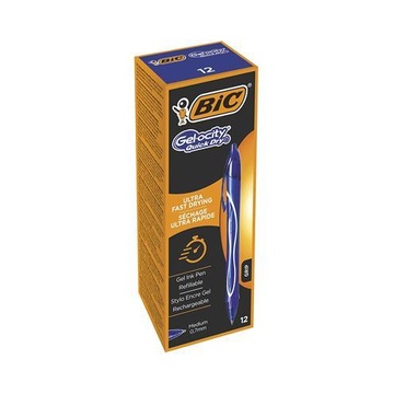 Bic Gel-ocity Quick Dry Blu Clip-on Medio 12 pezzi