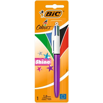 BIC Penna a 4 colori Shine, a Sfera (punta 1mm), confezione da 1 pezzo