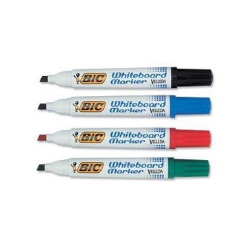 Bic Velleda Whiteboard Marker 4 pezzi Nero, Blu, Verde, Rosso