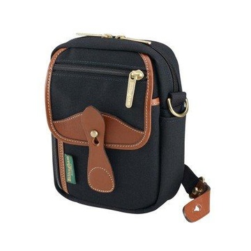 Billingham Borsello Compact Tela Nero/Bordi Cuoio marrone chiaro + finiture ottone