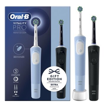 Braun Oral-B Vitality Pro Duo Adulto Spazzolino rotante-oscillante Nero, Blu, Bianco