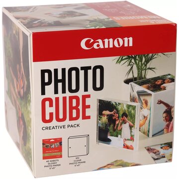 Photo cube e cornice + carta fotografica lucida plus glossy ii pp-201 da 5