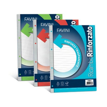 CARTOTECNICA FAVINI Ricambio Rinforzato Multicolore Rigata 80 g/m² 40 fogli A4