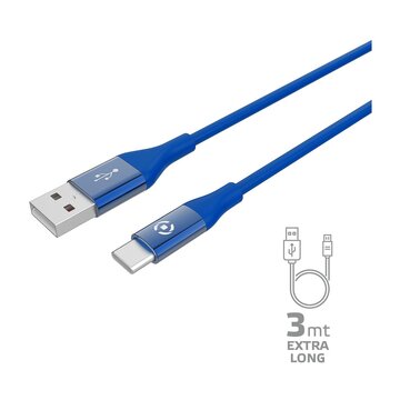 CELLY USBTYPECCOL3MBL cavo USB 3 m USB A USB C Blu