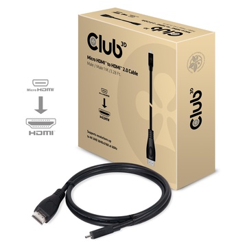 Club3D Micro HDMI™ to HDMI™ 2.0 4K60Hz Cable 1M / 3.28Ft