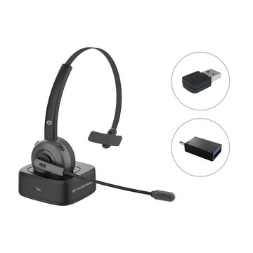 CONCEPTRONIC POLONA03BDA Cuffie A Padiglione Ufficio Bluetooth con base di ricarica Nero