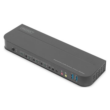 Digitus Switch KVM, 4 porte, 4K60Hz, 4 x DP in, 1 x DP/HDMI out