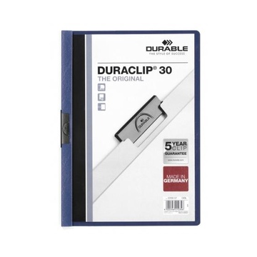 Durable Duraclip 30 cartellina con fermafoglio Blu, Trasparente PVC