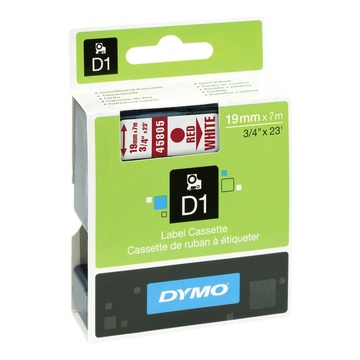 Dymo D1 - Standard Etichette - Rosso su bianco - 19mm x 7m