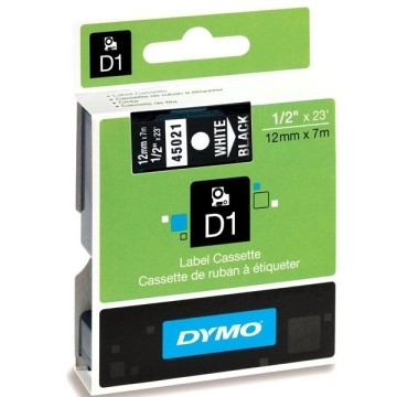 Dymo D1 nastro 12 mm x 7 m bianco su nero 45021